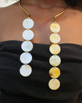 Zola Necklace - cascading horn disc pendants on gold torque collar necklace