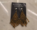 Kichanua bronze and gold-toned earrings with cascading beaded fringe and gold-toned hooks