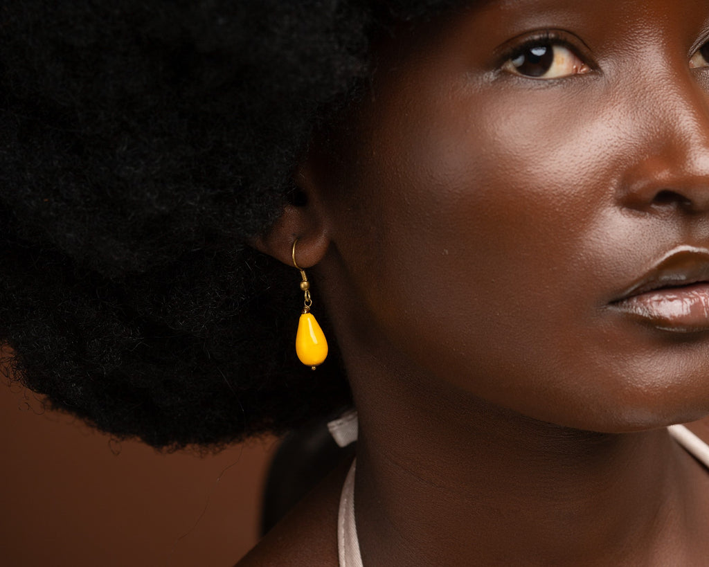 Dainty Drop Earrings -Yellow