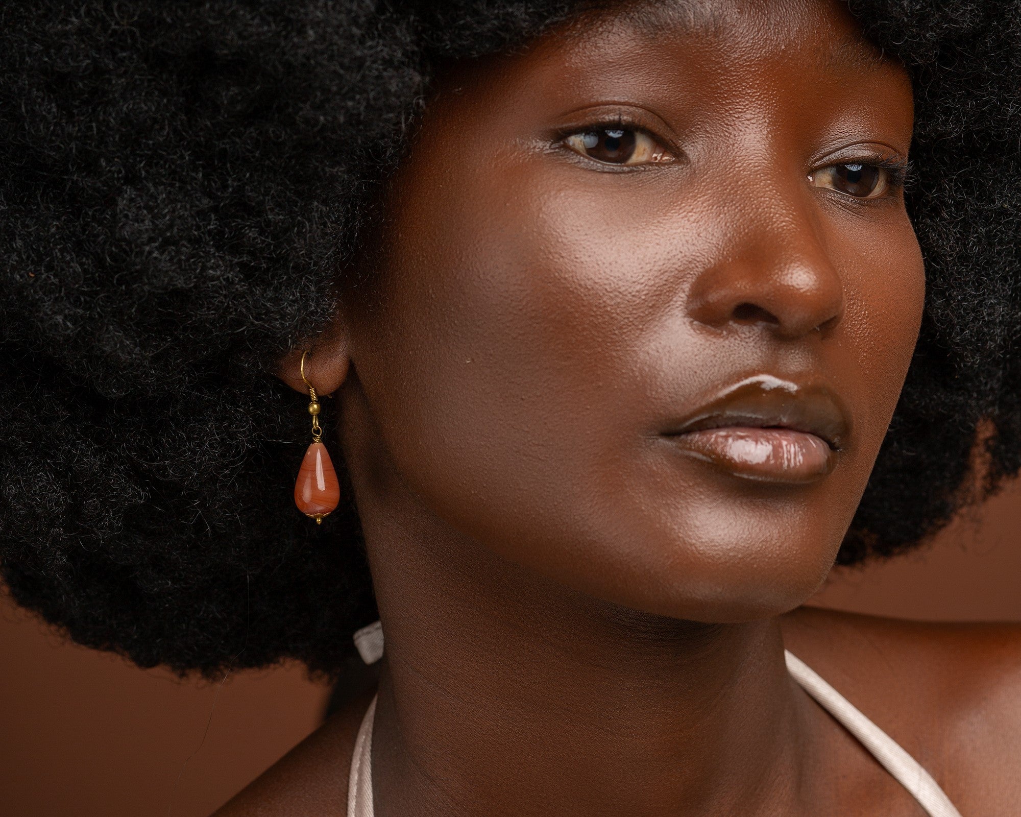 Dainty Drop Earrings -Brown