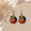 Nuru Earrings Mixed – handmade multicolour beaded brass wire spiral earrings by Kawira Africa