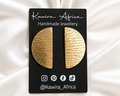 Mwezi Earrings – handmade hammered brass half-moon gold stud earrings by Kawira Africa