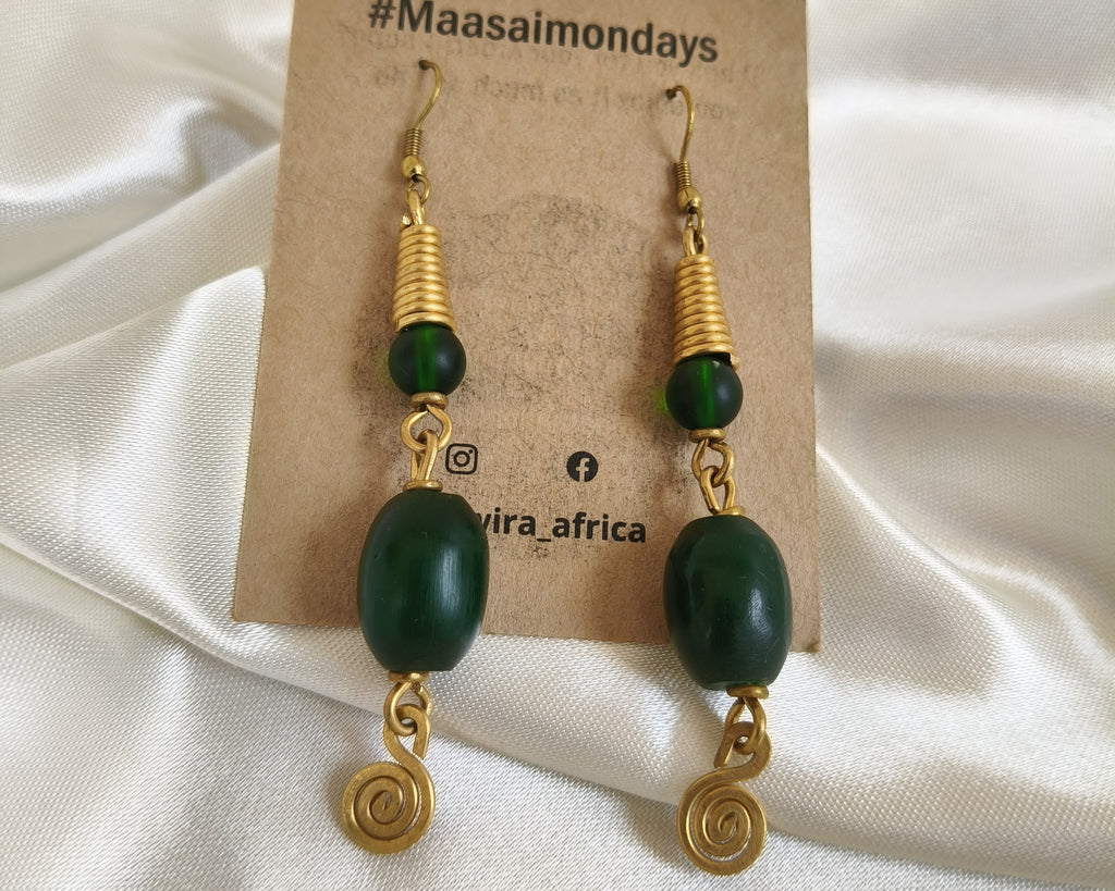 Nasira Earrings - Dark Green
