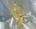 Brass Wire Cowrie Shell & Geometric Armlet
