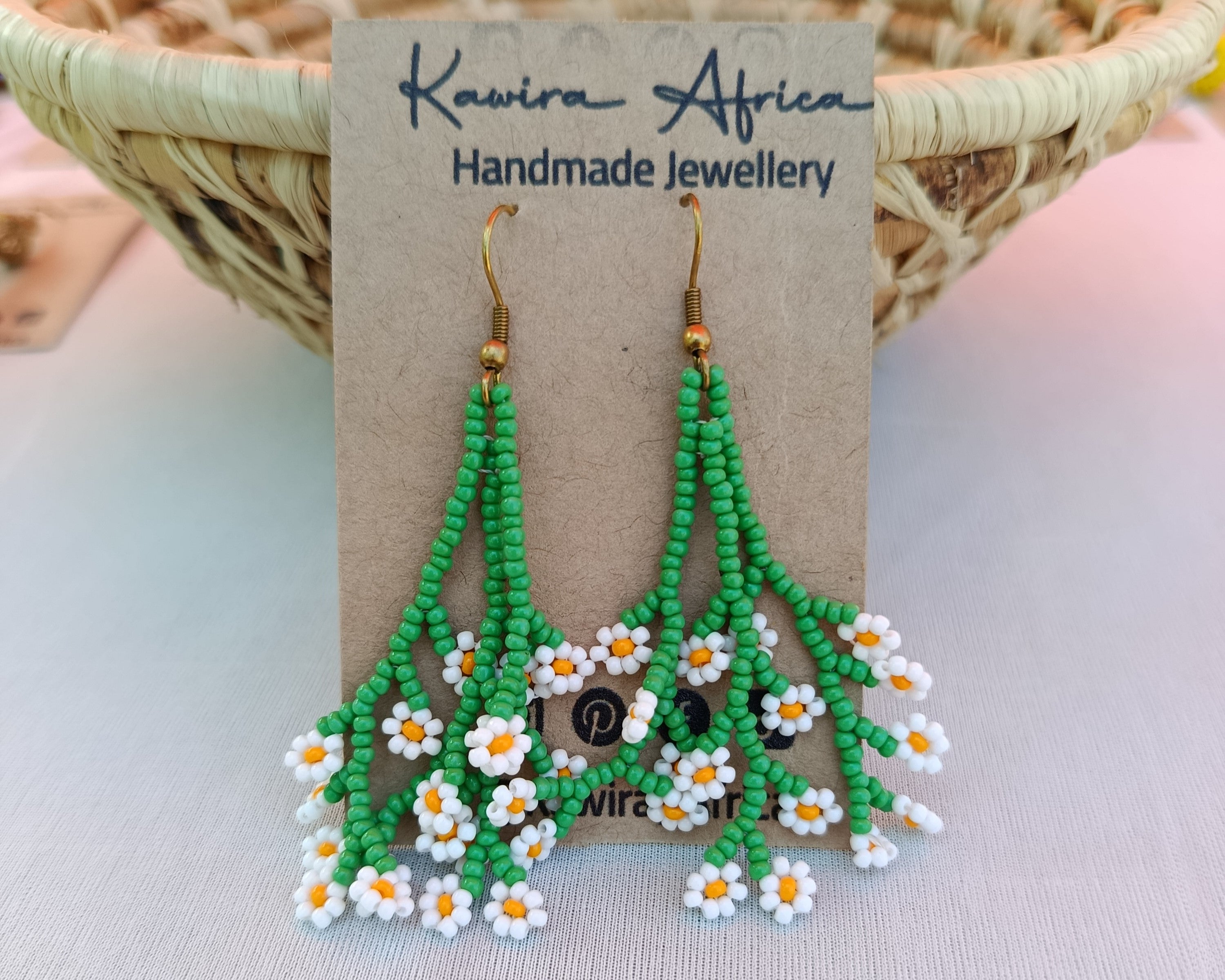Maua Earrings — Green & Yellow