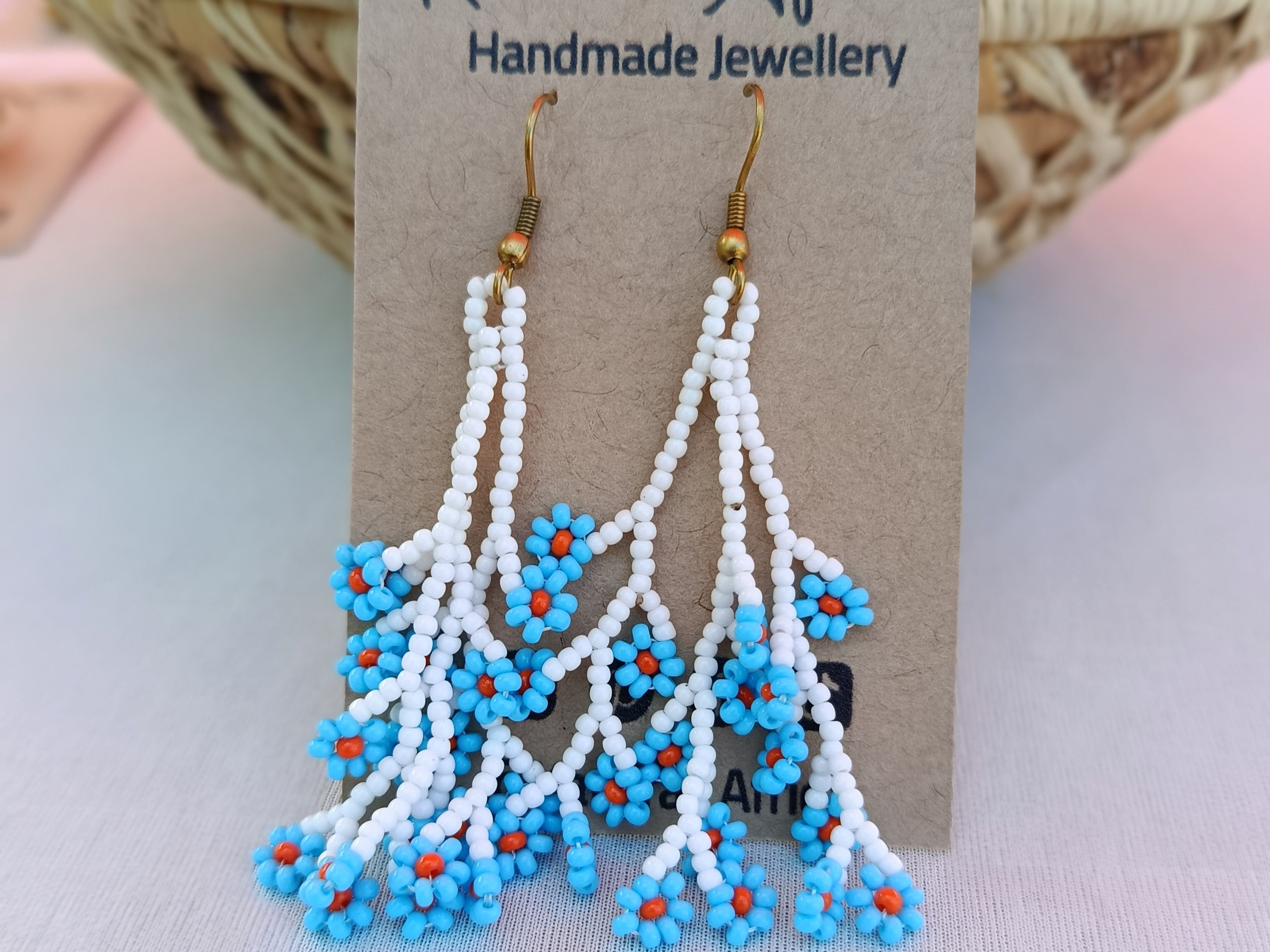 Maua Earrings -White & Blue