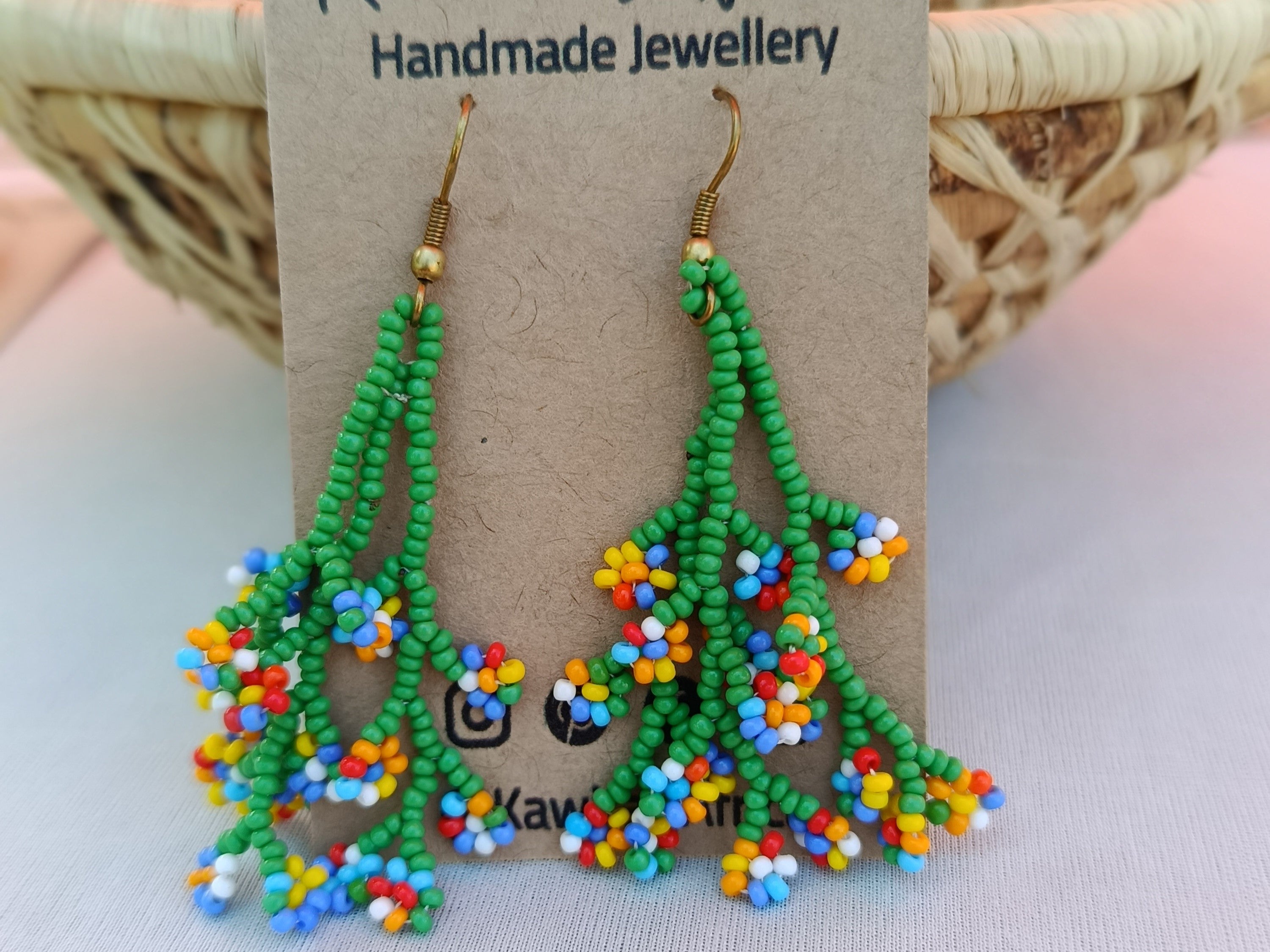 Maua Earrings — Green & Multicoloured