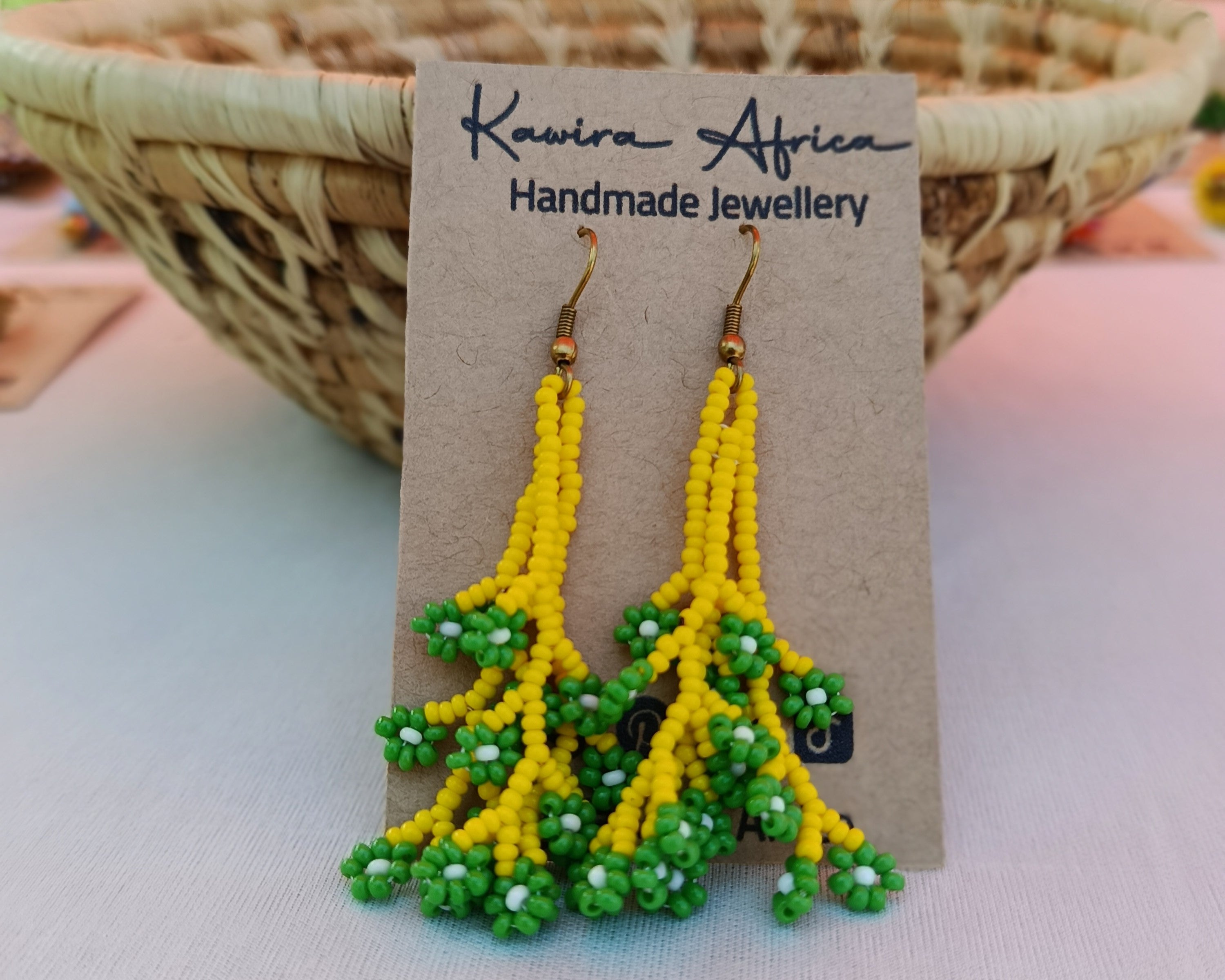 Maua Earrings -Yellow and green