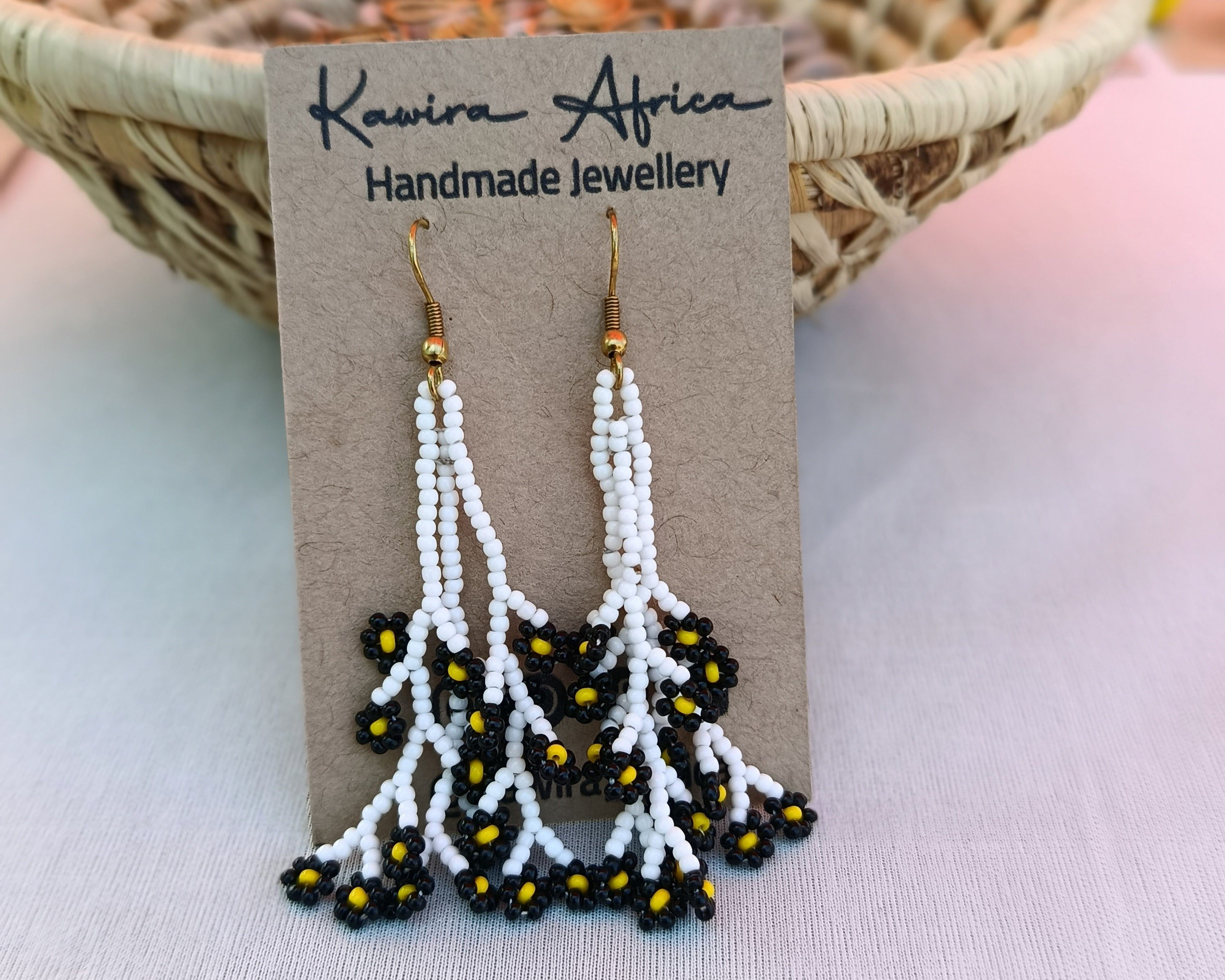 Maua Earrings-White &Black