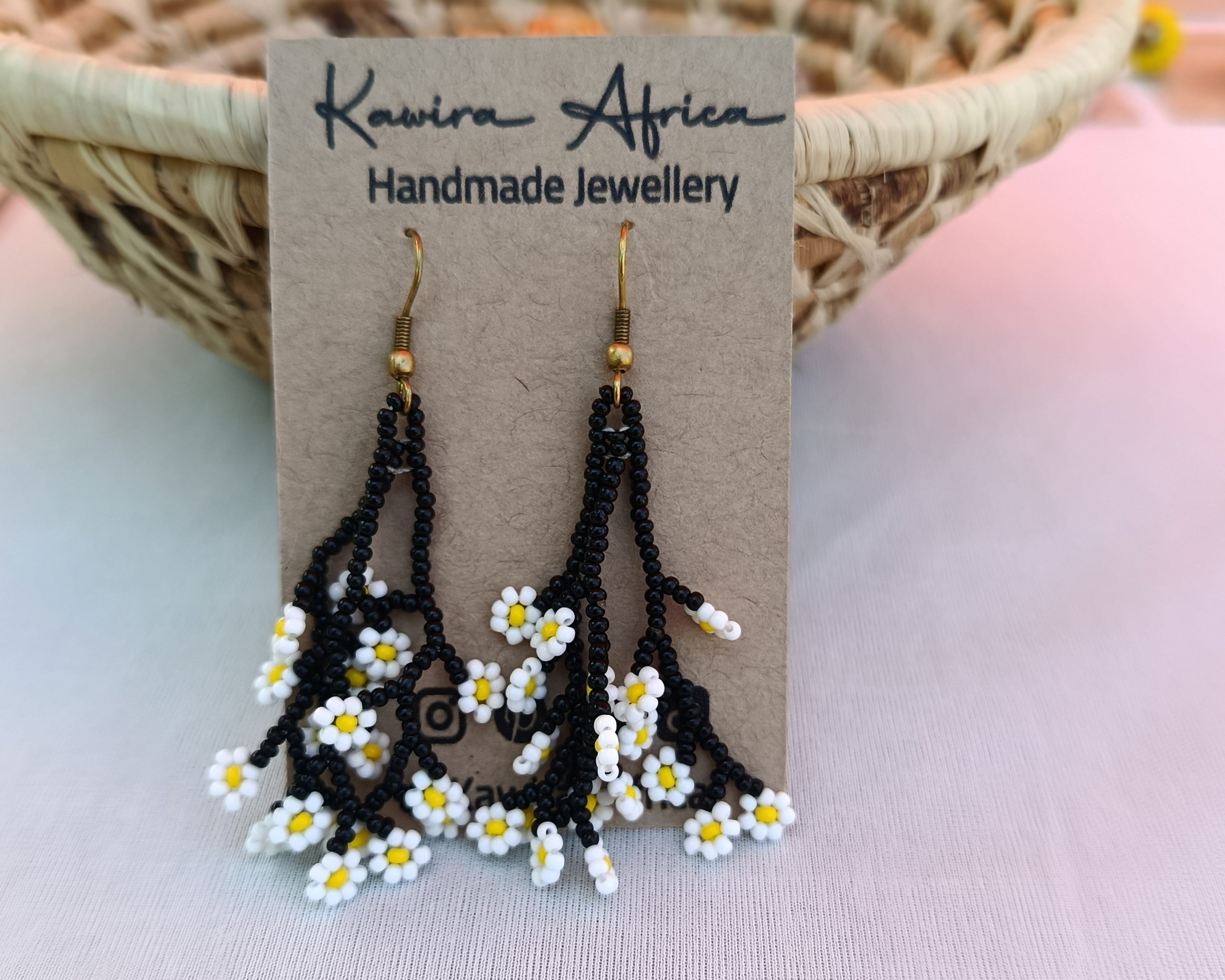 Maua Earrings -Black & white