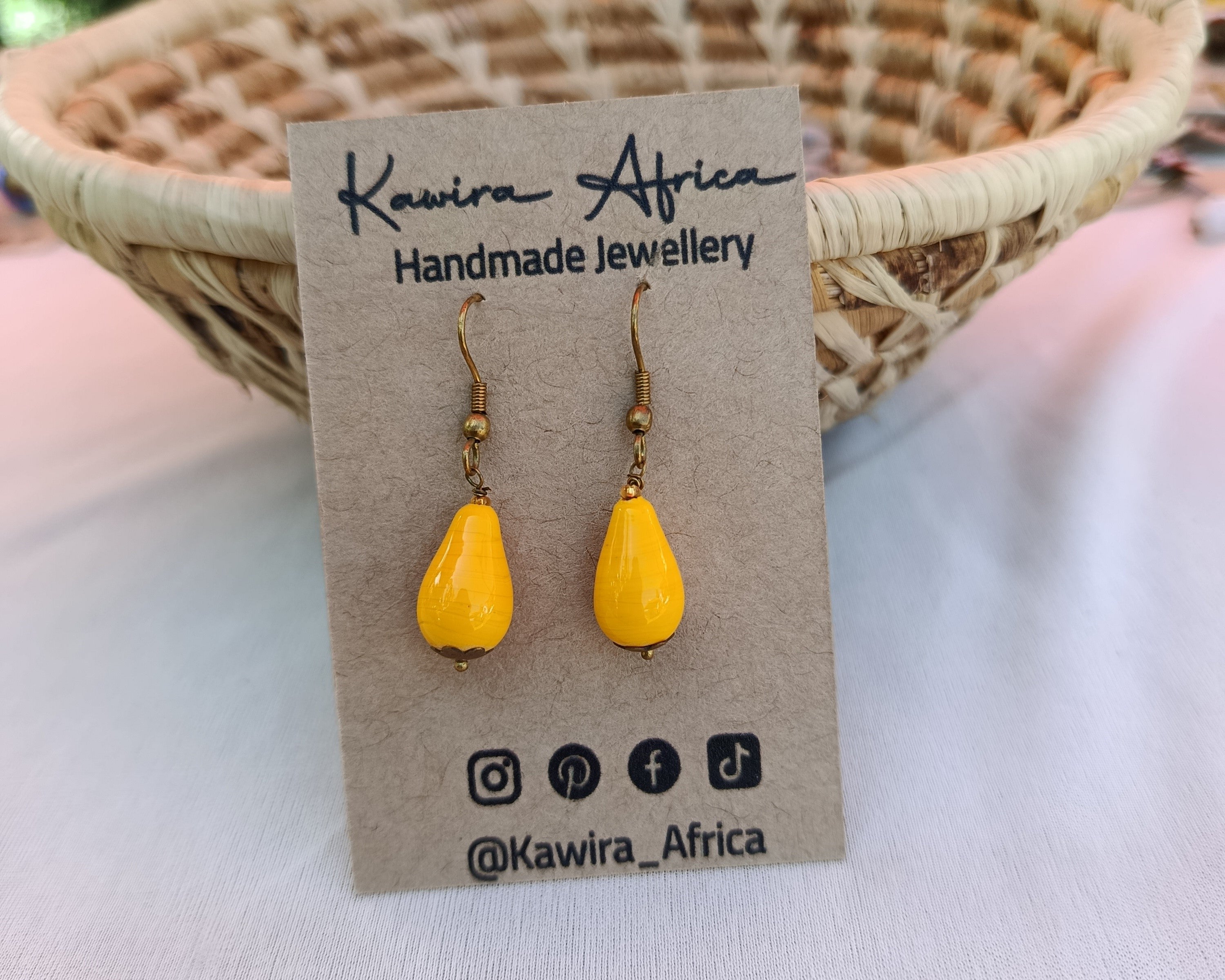 Dainty Drop Earrings -Yellow