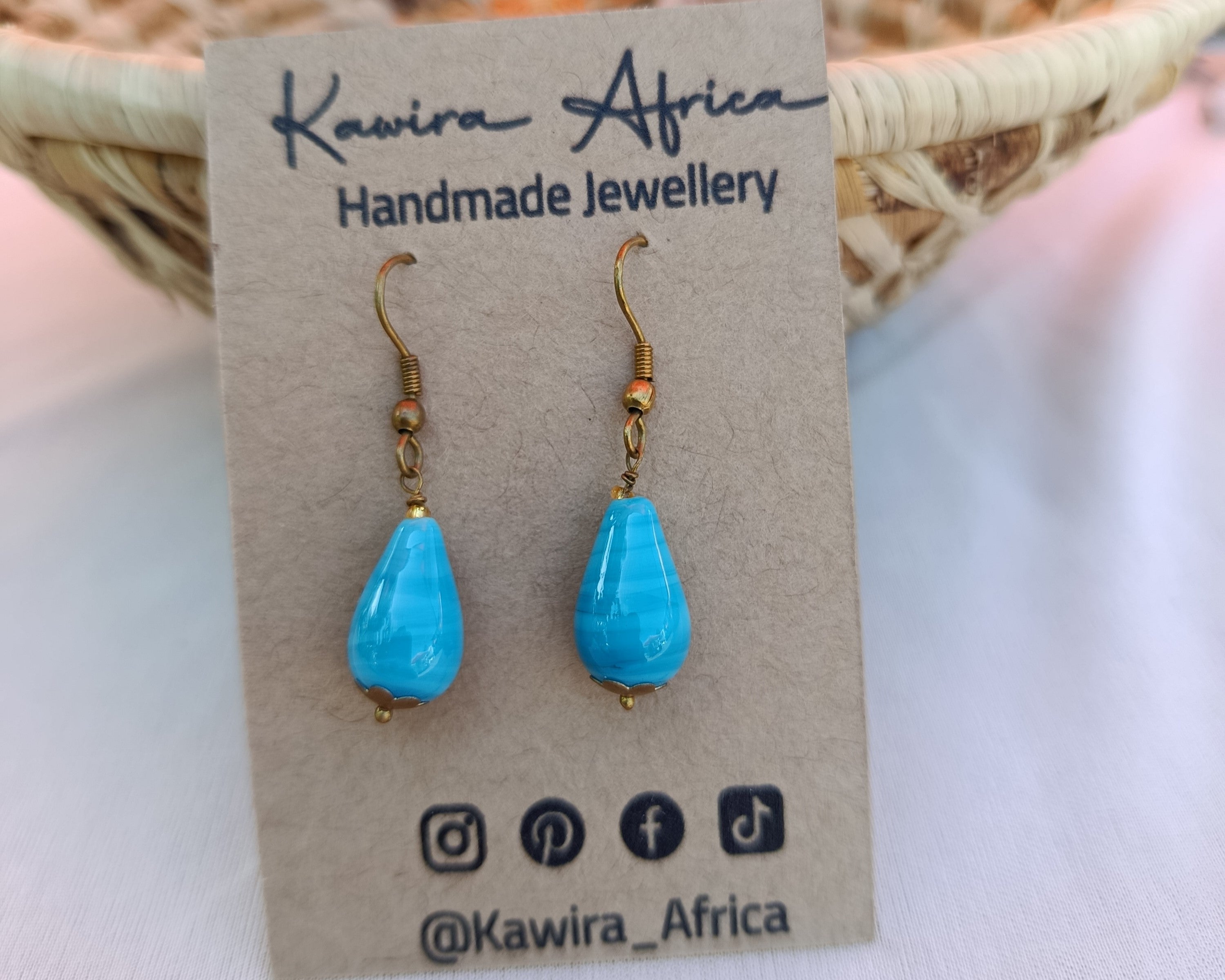 Dainty Drop Earrings -Blue