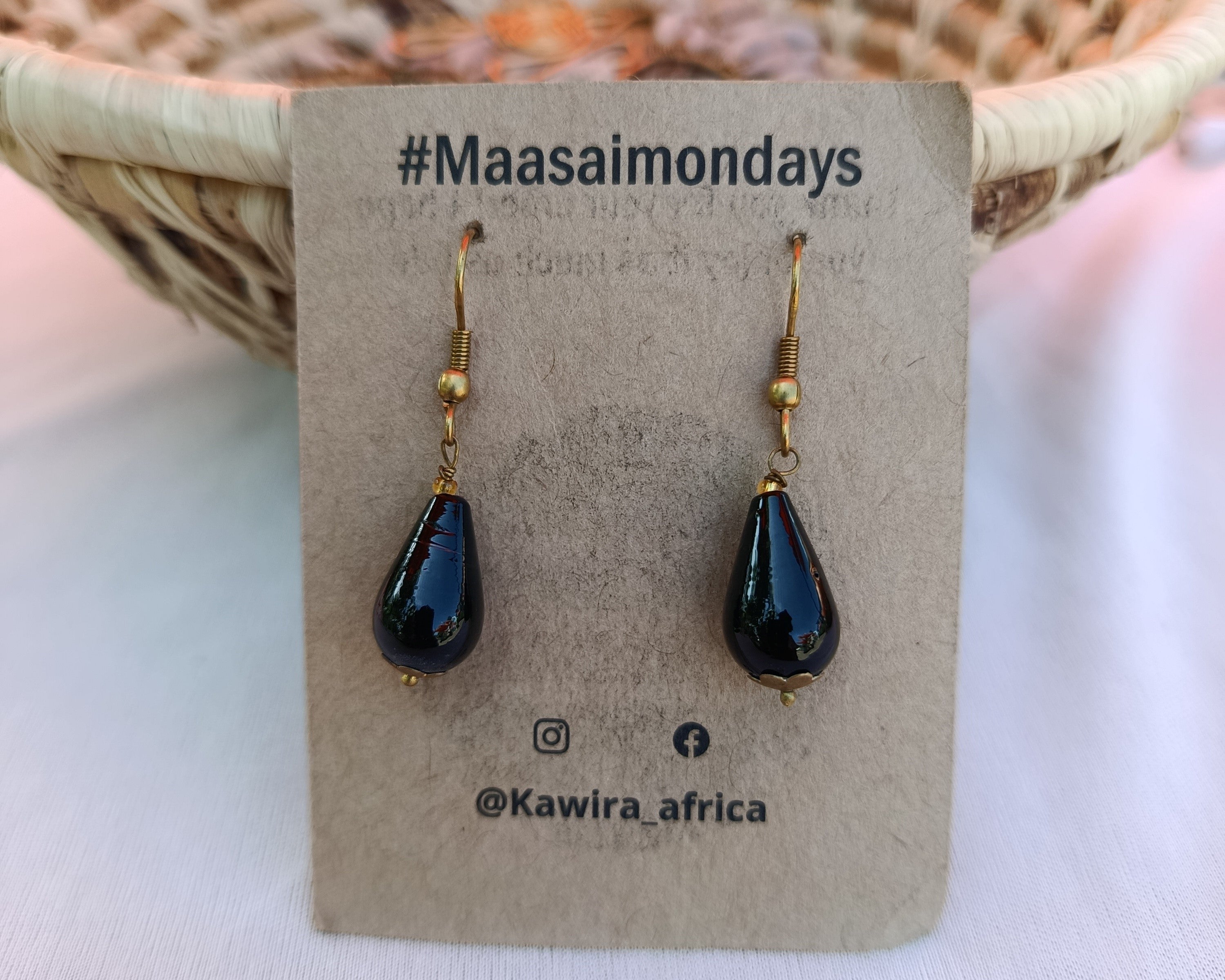 Dainty Drop Earrings - Black