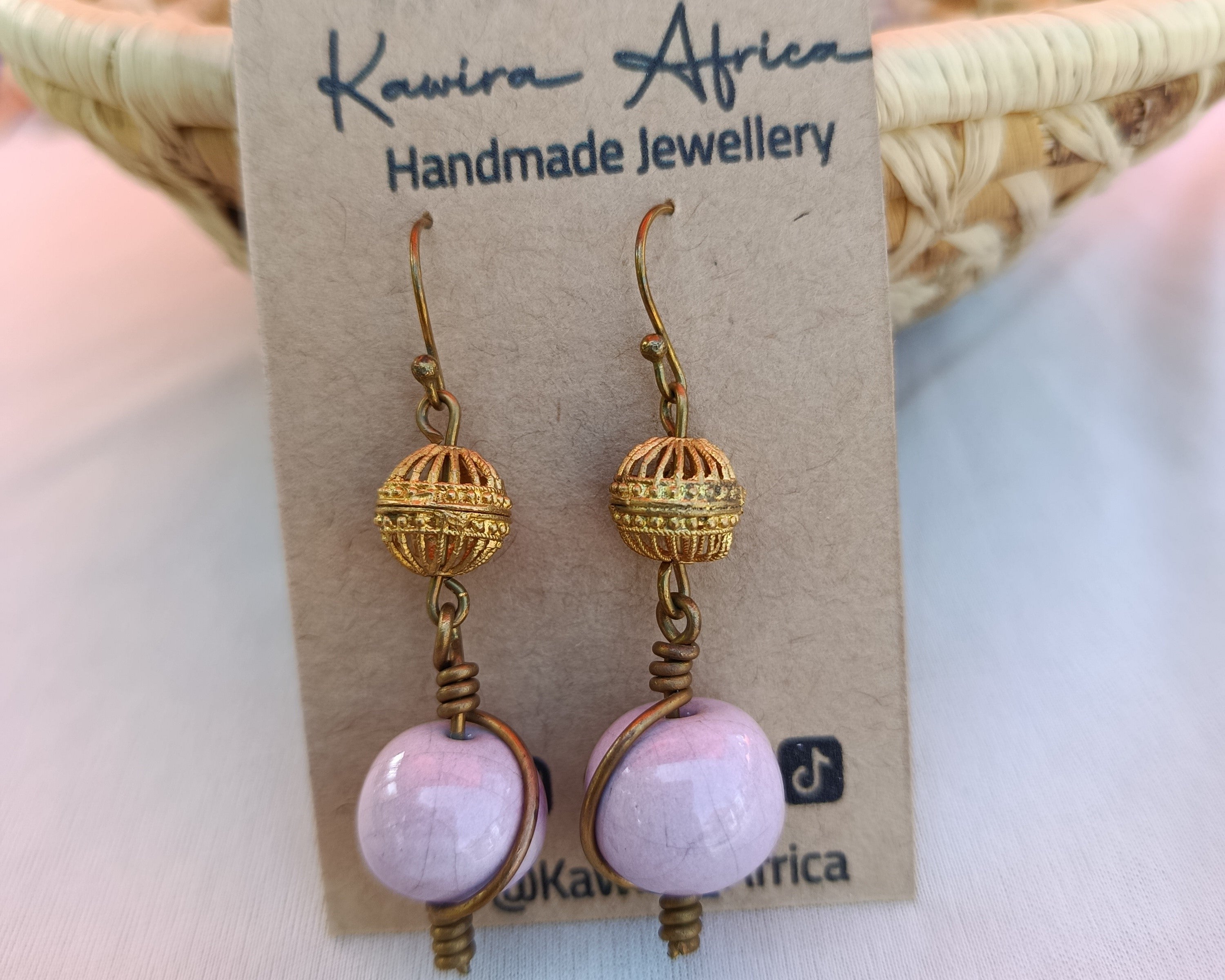 Ceramic Drop Earrings- Light Purple